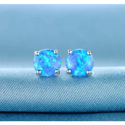 Created Opal Stud Earrings by Gemsme, Colorful