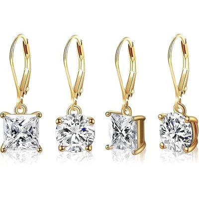 Leverback Drop Earring Set by Gemsme, Gold