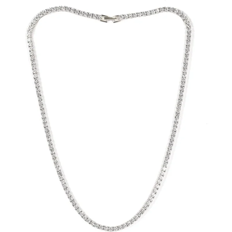 3mm Fold-Over Tennis Necklace by Gemsme, White Gold Plated
