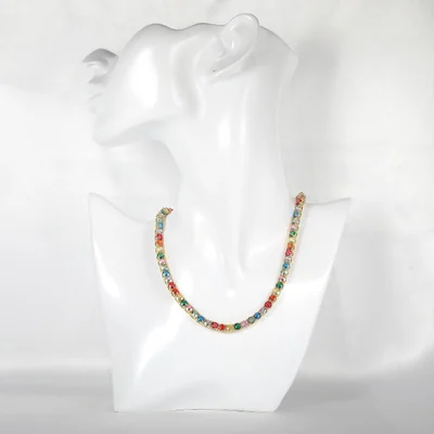 Colorful Tennis Necklace by Gemsme, 5mm Yellow Gold