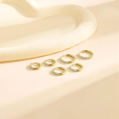 Huggie Hoop Set, Three Pairs by Gemsme, Gold (8mm/10mm/12mm)