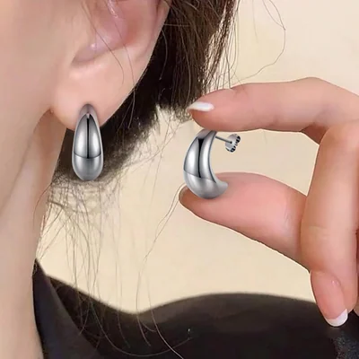 Chunky Moon Studs by Gemsme, Silver
