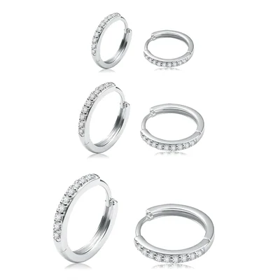 Gold Huggie Hoops, Two Pairs by Gemsme, White · 8/10/12mm