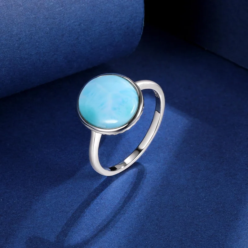 Oval Larimar Statement Ring by Gemsme