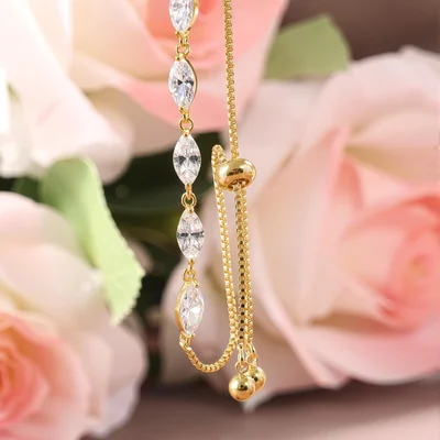 Adjustable Halo Tennis Bracelet by Gemsme, Horse-eye · 4*8mm · Gold
