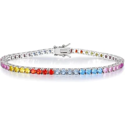 2mm Multi-Color Tennis Bracelet by Gemsme, 3.0mm · White Gold Plated