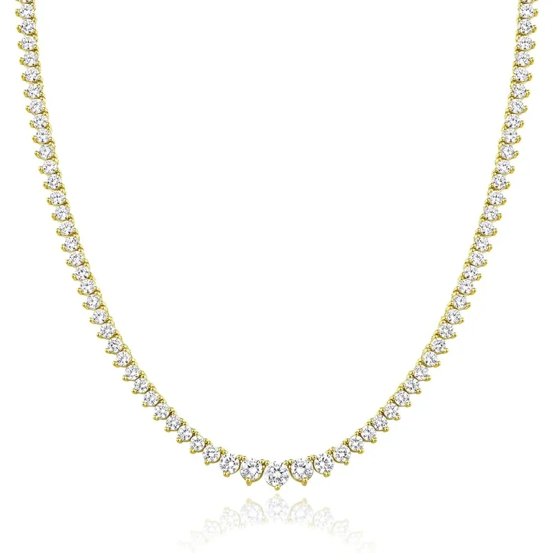 Graduated Tennis Necklace by Gemsme, Yellow Gold-3-5mm Graduated