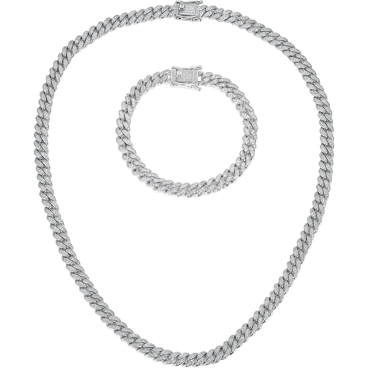 Iced Cuban Bracelet and Necklace Set by Gemsme