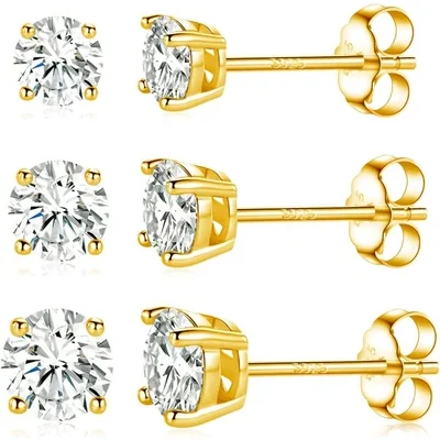 Moissanite Stud Trio by Gemsme