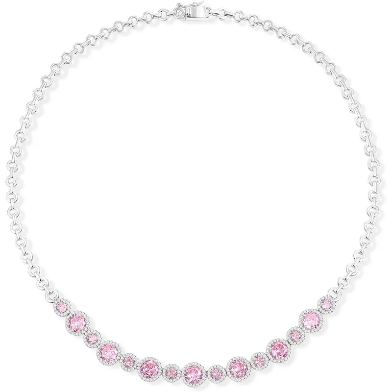 Pink Halo Link Necklace by Gemsme