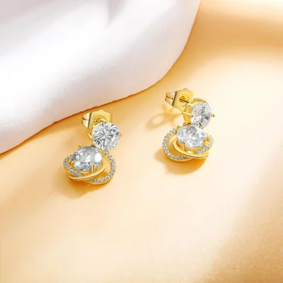 Bridal Drop Earrings by Gemsme, Gold · Round Drop Earrings