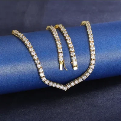 V-Shape Tennis Necklace by Gemsme