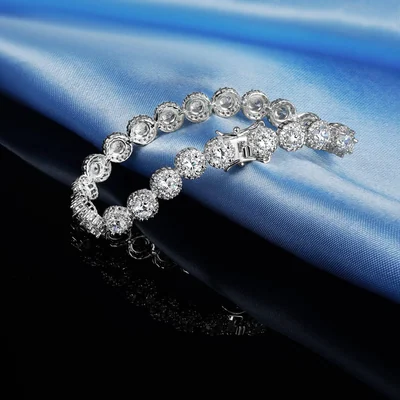Tennis Bracelet and Stud Set by Gemsme, White Gold
