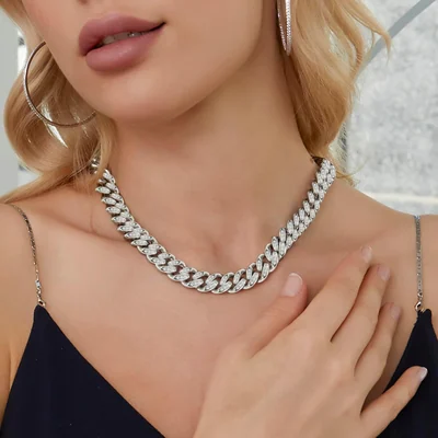 Iced Cuban Chain Necklace, 16 Inch by Gemsme