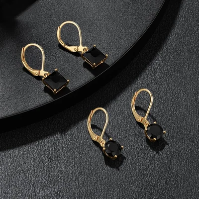 Leverback Drop Earring Set by Gemsme, Gold · Black