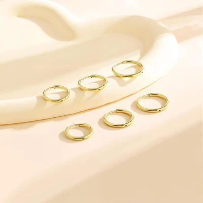 Huggie Hoop Set, Three Pairs by Gemsme, Gold (12mm/14mm/16mm)