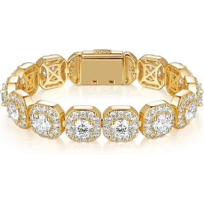 Square Halo Tennis Bracelet by Gemsme, Wide Square Gold
