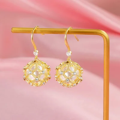 Pearl and Crystal Drop Earrings by Gemsme