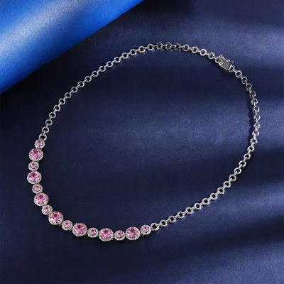 Pink Halo Link Necklace by Gemsme