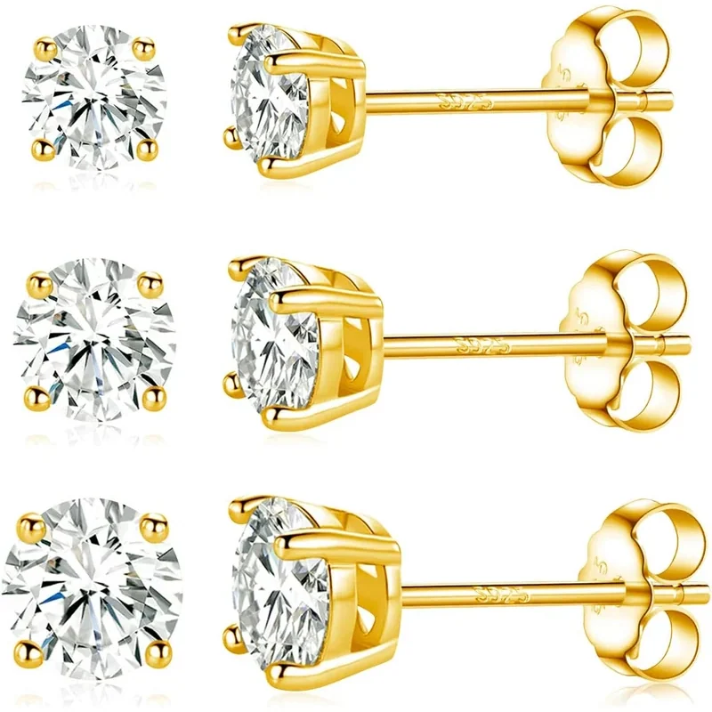 Moissanite Stud Trio by Gemsme