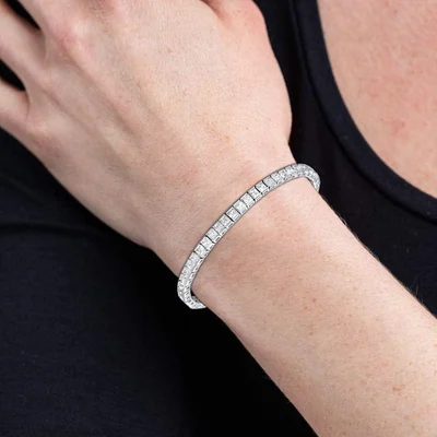 3mm Tennis Bracelet in 14K White Gold Plate by Gemsme
