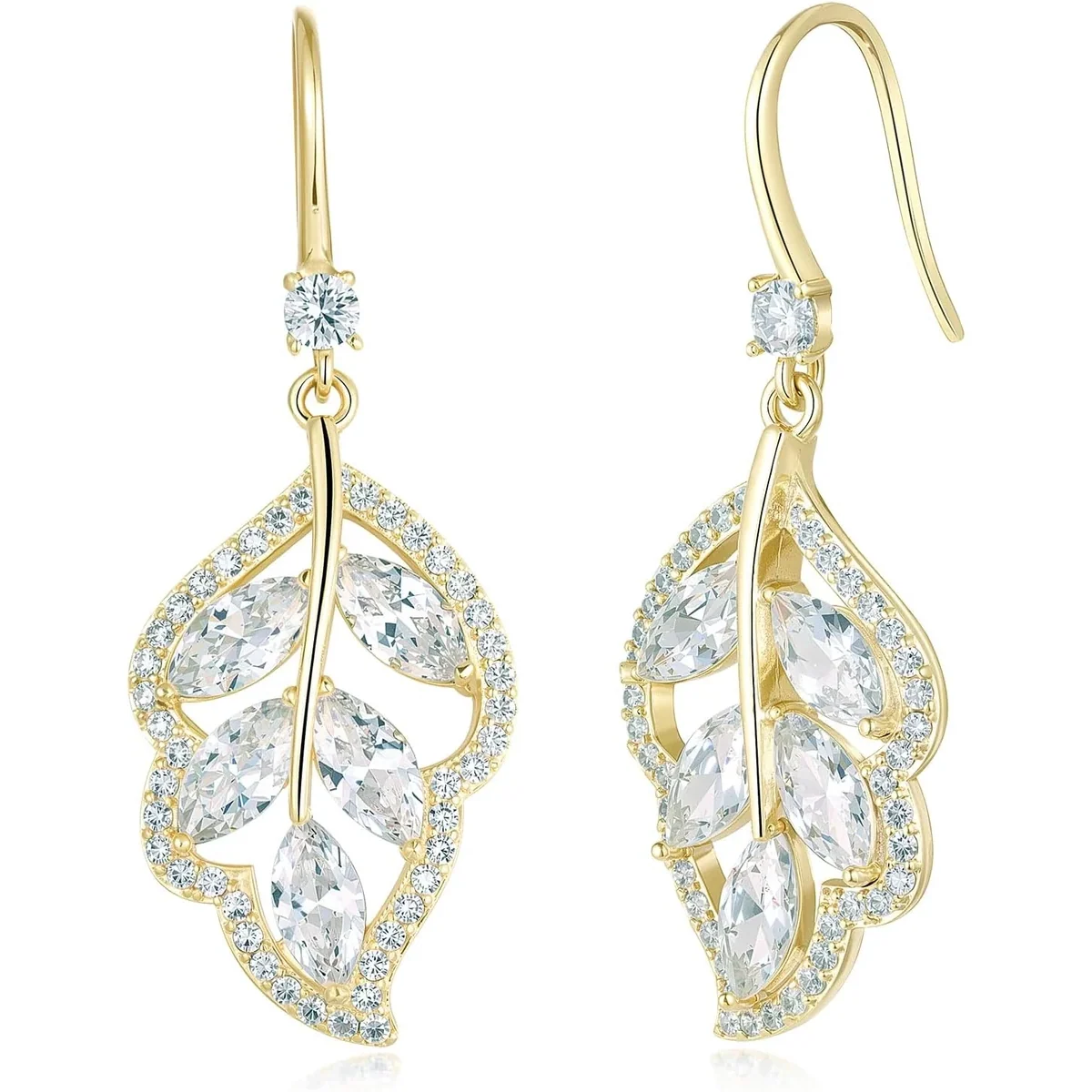 Leaf Drop Earrings by Gemsme, Gold · Leaf