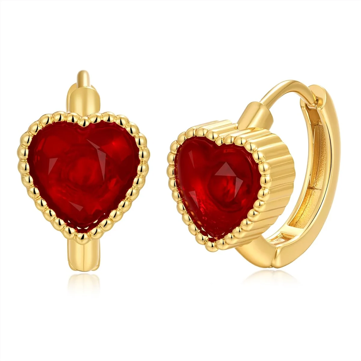 Red Heart Huggie Hoops by Gemsme, 6×6 Mm Heart · Shaped Red