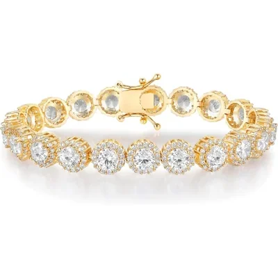Halo Tennis Bracelet, One Row by Gemsme, 5mm Yellow Gold
