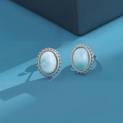 Dainty Larimar Studs by Gemsme