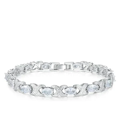 Oval X-Link Tennis Bracelet by Gemsme