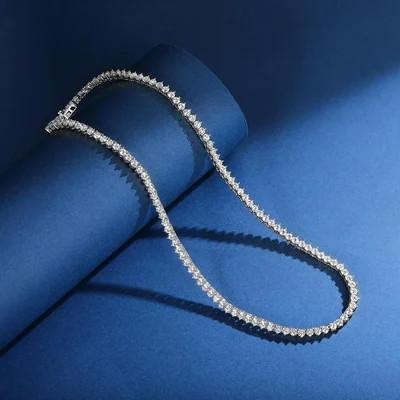 Graduated Tennis Necklace by Gemsme, White Gold Plated · 3mm Classic
