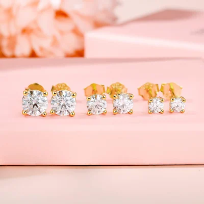 Moissanite Stud Trio by Gemsme