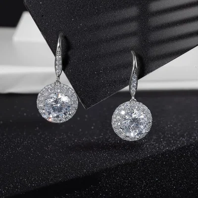 Flower and Teardrop Drop Earrings by Gemsme, 8mm Round · White Gold