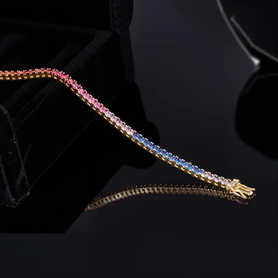 Colorful 3mm and 4mm Tennis Bracelet by Gemsme, 3.0mm · Gold Plated