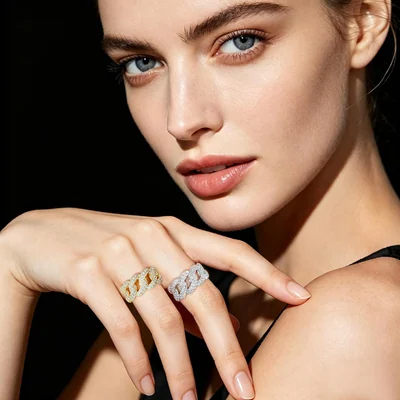 Cuban Statement Ring by Gemsme, 2 Row · Gold