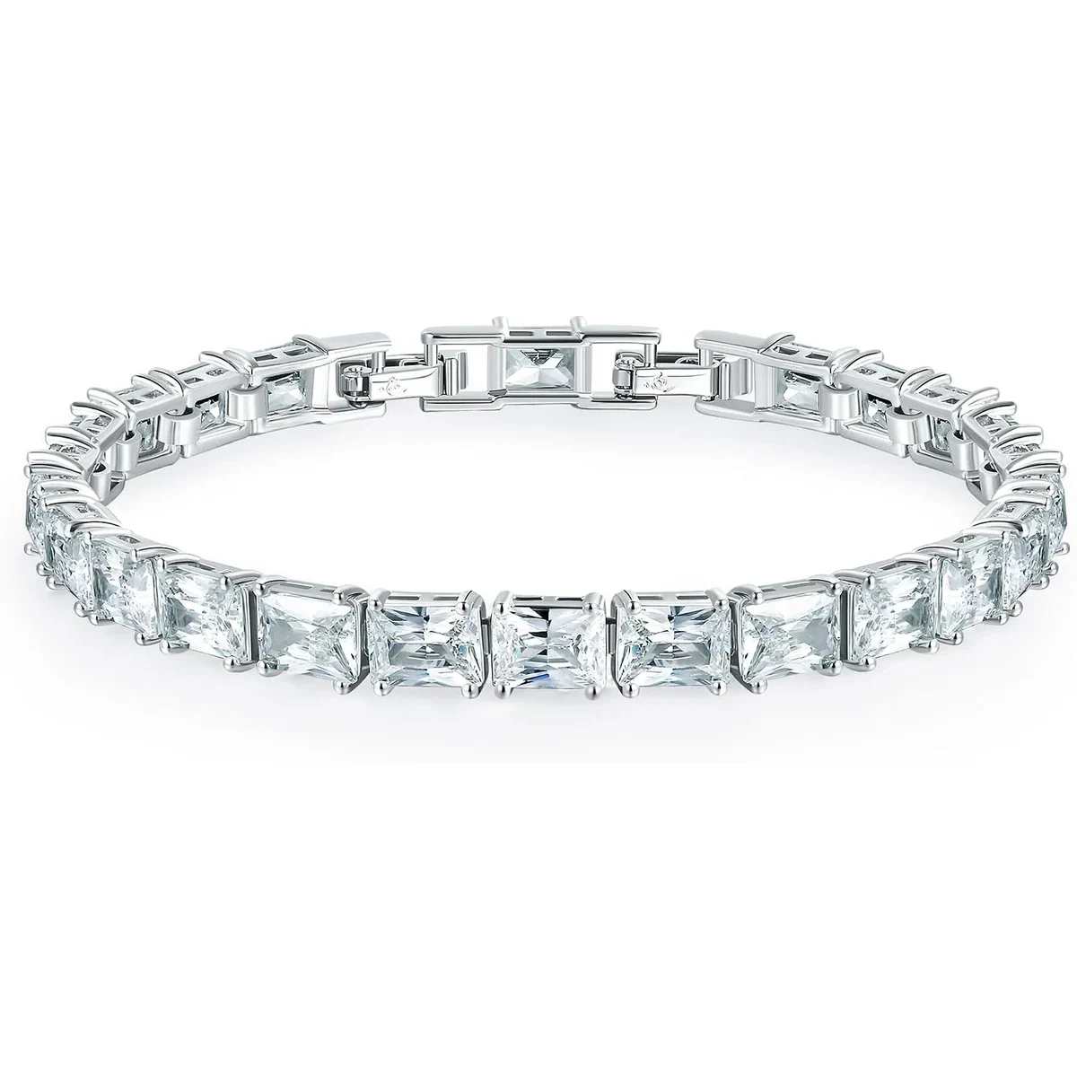 5x7mm Square Tennis Bracelet by Gemsme, 5*7mm Stone White