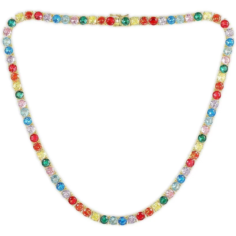 Colorful Tennis Necklace by Gemsme, 5mm Yellow Gold