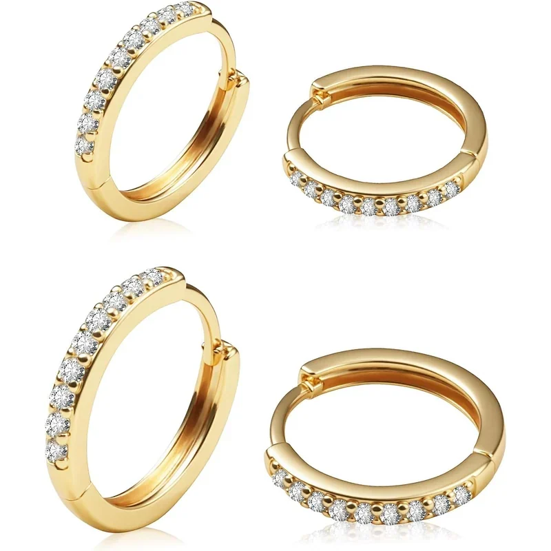Gold Huggie Hoops, Two Pairs by Gemsme, Gold · 10mm/12mm