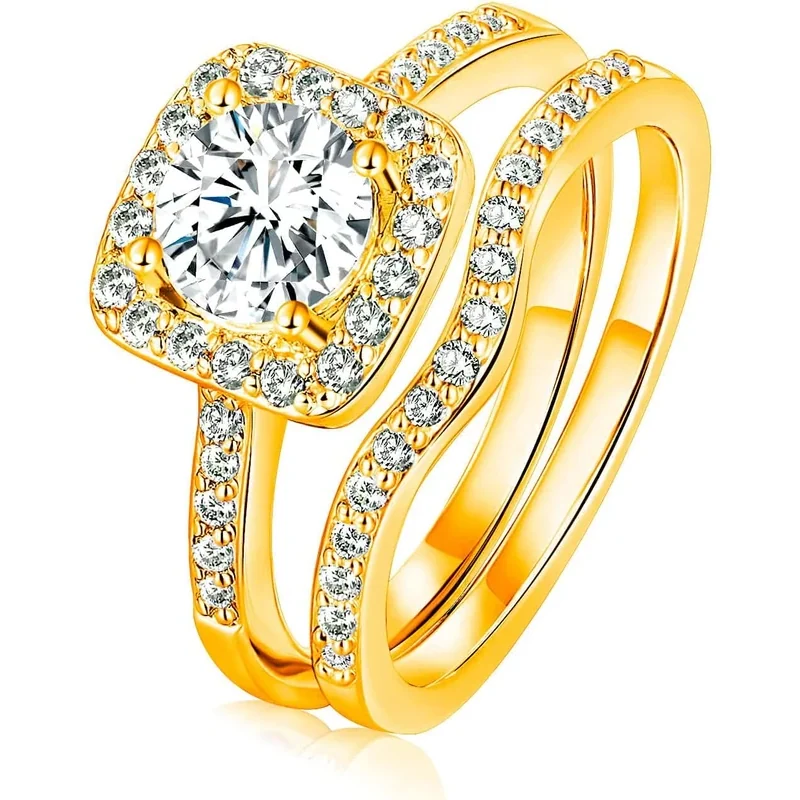 Two-in-One Bridal Ring Set by Gemsme, Gold