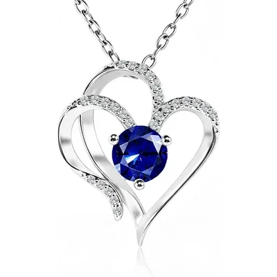 Heart Locket Necklace by Gemsme, Blue · White Gold Plated